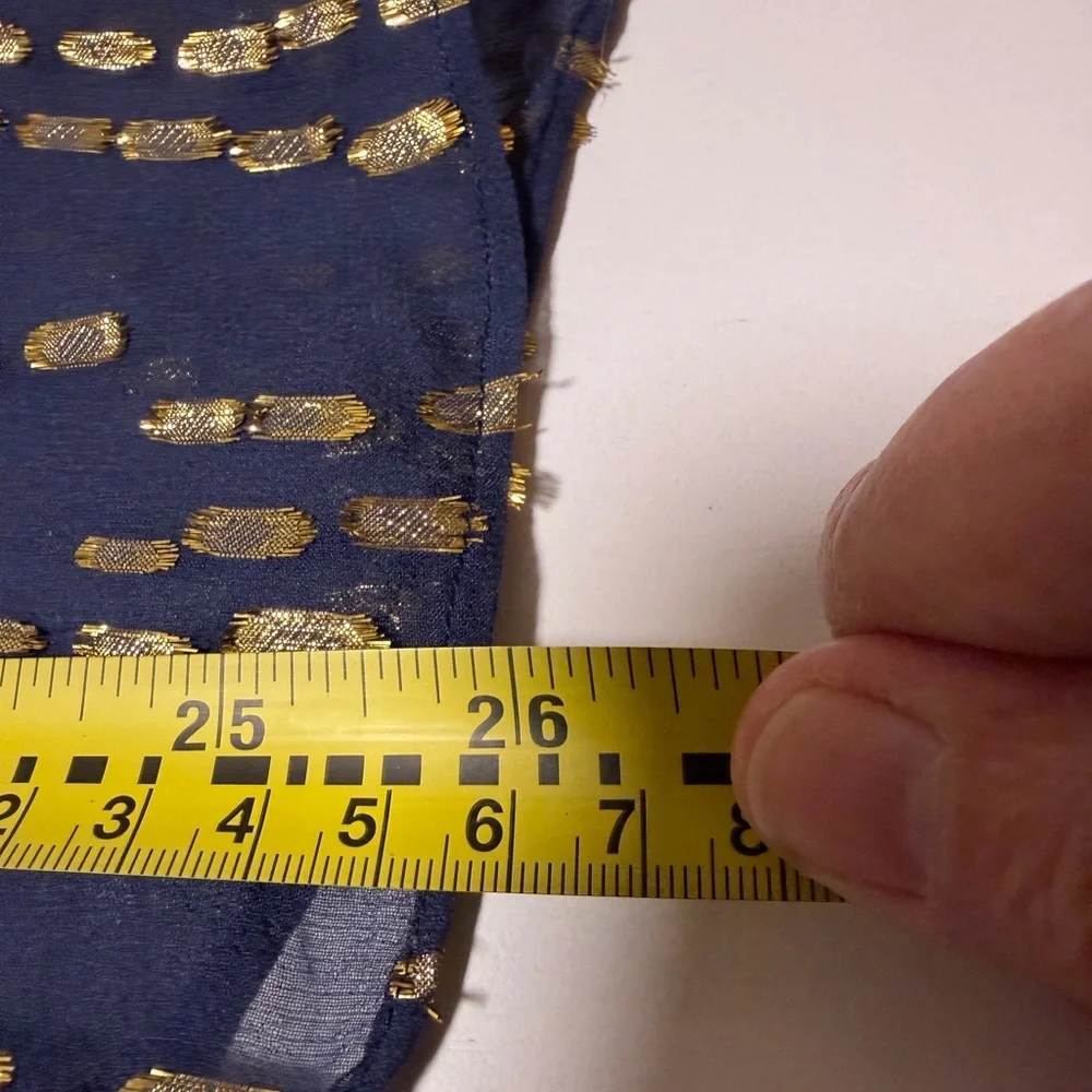 Lilly Pulitzer True Navy Gold Bubble Clip Dot Jacquard Blouse Top XS NWT SILK - Picture 11 of 11